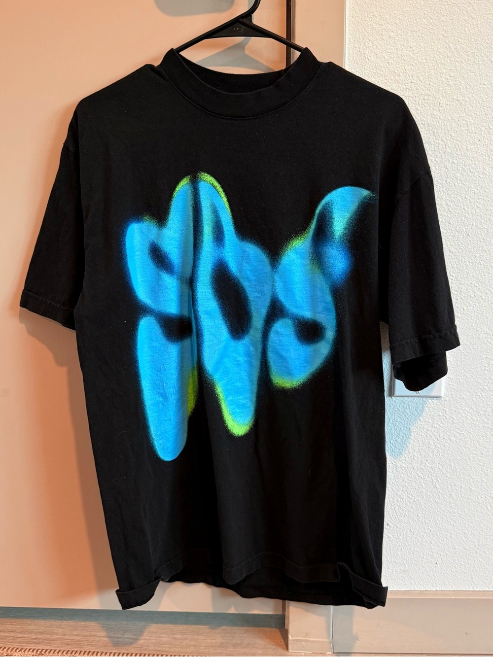 SZA SOS tour shirt black blue neon letter medium unisex